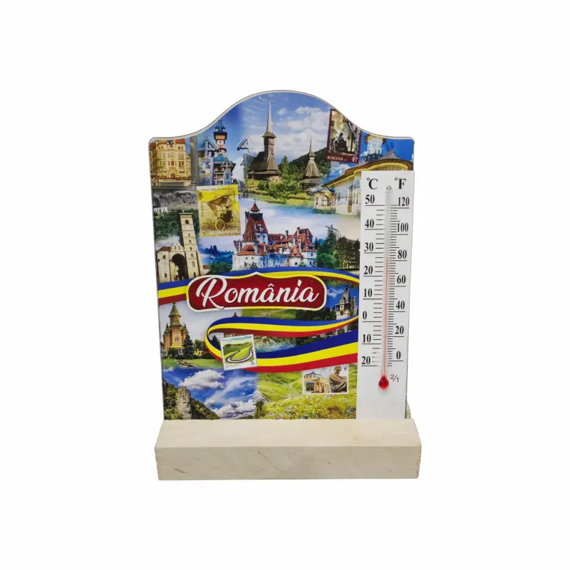 Romania, decoratiune lemn cu termometru, model  09